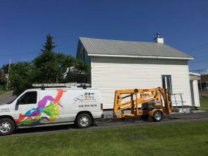 Nacelle articulée pour travaux de peinture de toiture